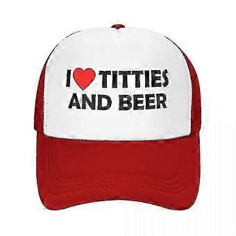 I Tieten En Bier Trucker Hoed Voor Mannen Vrouwen Verstelbare Volwassen Cap Outdoor -z Rood