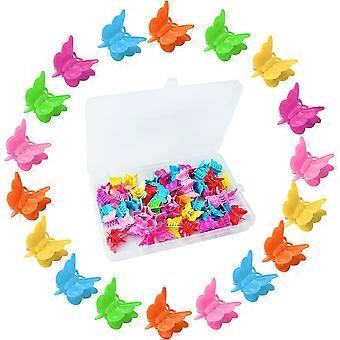 50 Pieces Butterfly Clips for Hair, Butterfly Hair Clips Cute Hair Butterfly Clips Mini Butterfly Claw Clips with Storage Box for Women Girls Kids (Mu