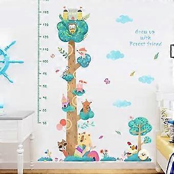 Growth Chart Wall Sticker Cartoon Animal Tree Measure Children Height Wall Decal DIY Removable Peel and Stick Wallpaper Background Wall Decor for Kids