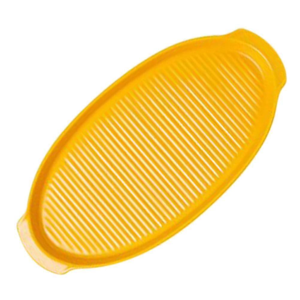 Yellow Ceramic Baking Dish compatible with Kitchen Use Oval Tray with Handle 2Pcs