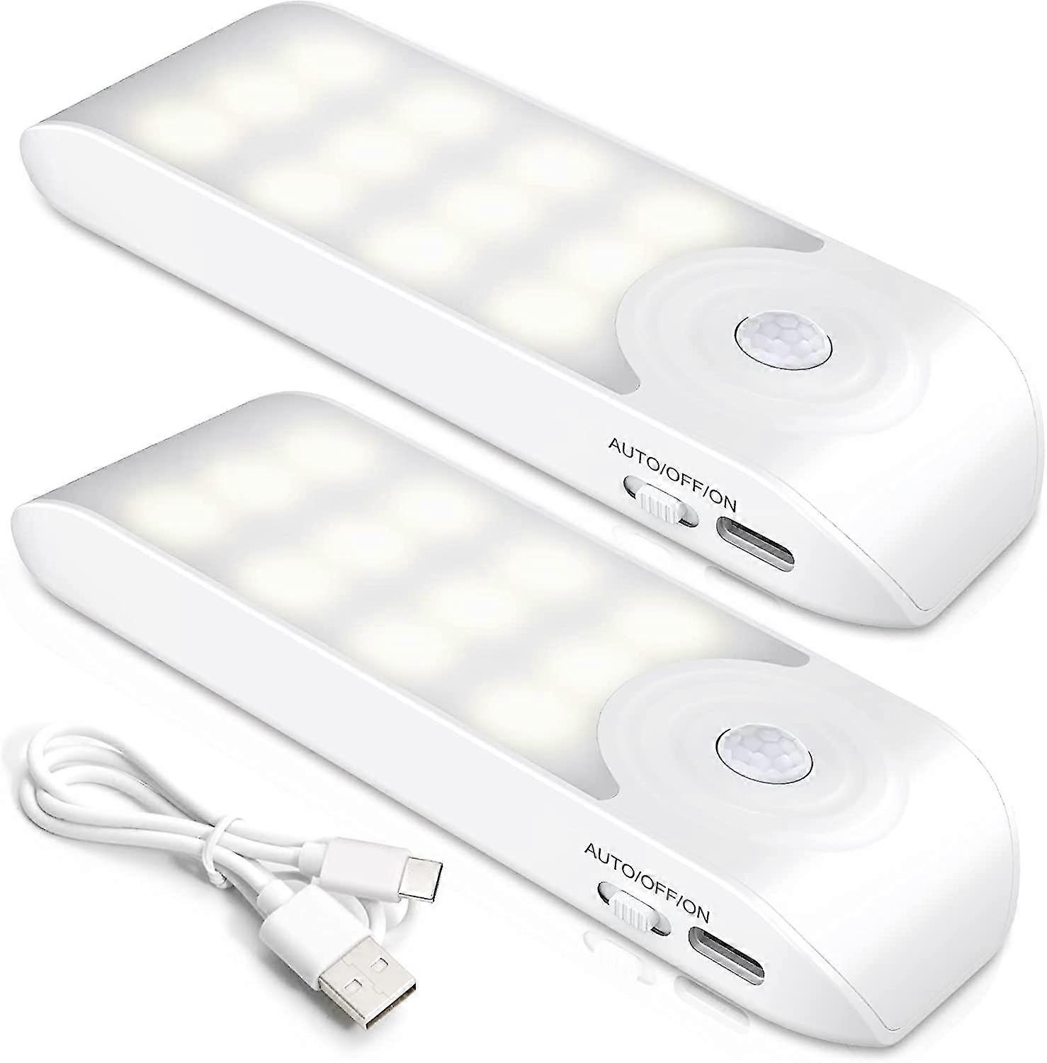 Automatic LED [2 Pack],12 LED USB Rechargeable Closet Night Light with Motion Sensor & Light Sensor