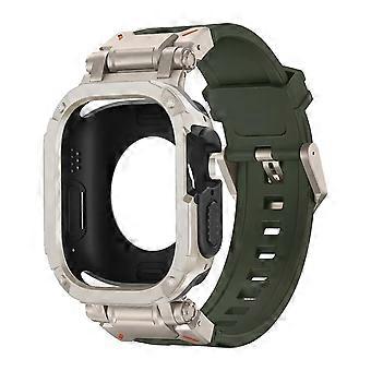Band and Case Silicone Strap with TPU Protector for Apple Watch Series 9 8 7 6 5 4 TiGreen 44mm