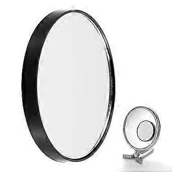 Black Compact Makeup Mirror Suction Cup with 5X Magnifying Glass