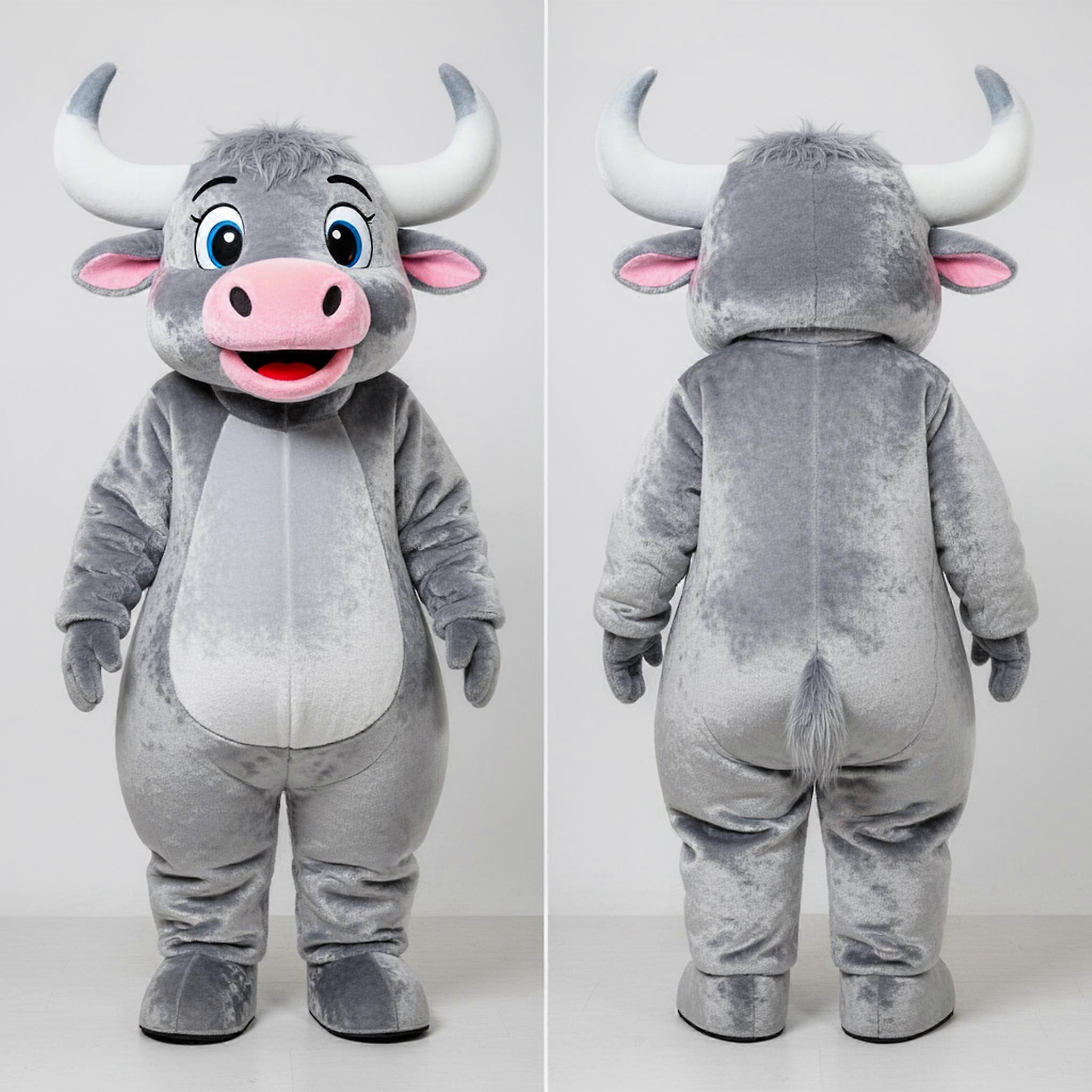 MASTICOT Silver Velvety Yak Mascot