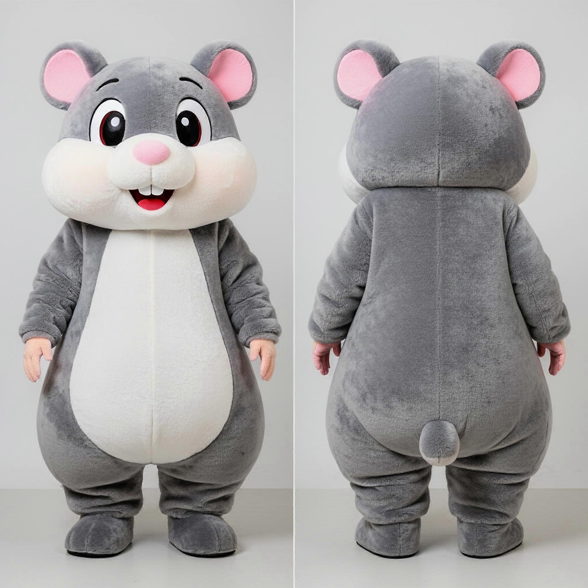 MASTICOT Velvety Gray Cartoon Hamster Mascot