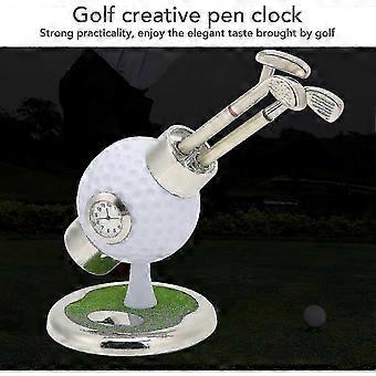 Golf Pen Holder,golf Ball Pen Holder Set With 3 Pens,simulation Zinc Alloy Clock Pen Container,mini Golf Pen Cup Holder Golf Gifts For Men 2