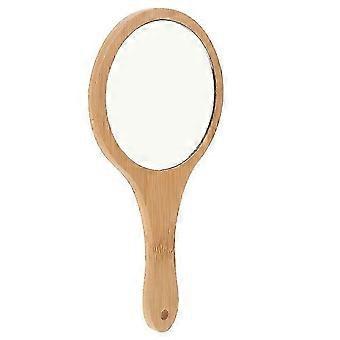 Portable Handheld Makeup Mirror With Bamboo Handle For Women Cute And Vintage Mirror Small Lightweight Makeup Supply For Personal Grooming