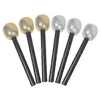 6 Pcs Kids Simulation Microphone Toys, Plastic, Silver and Golden, Compatible with Halloween Cosplay, Performance Props