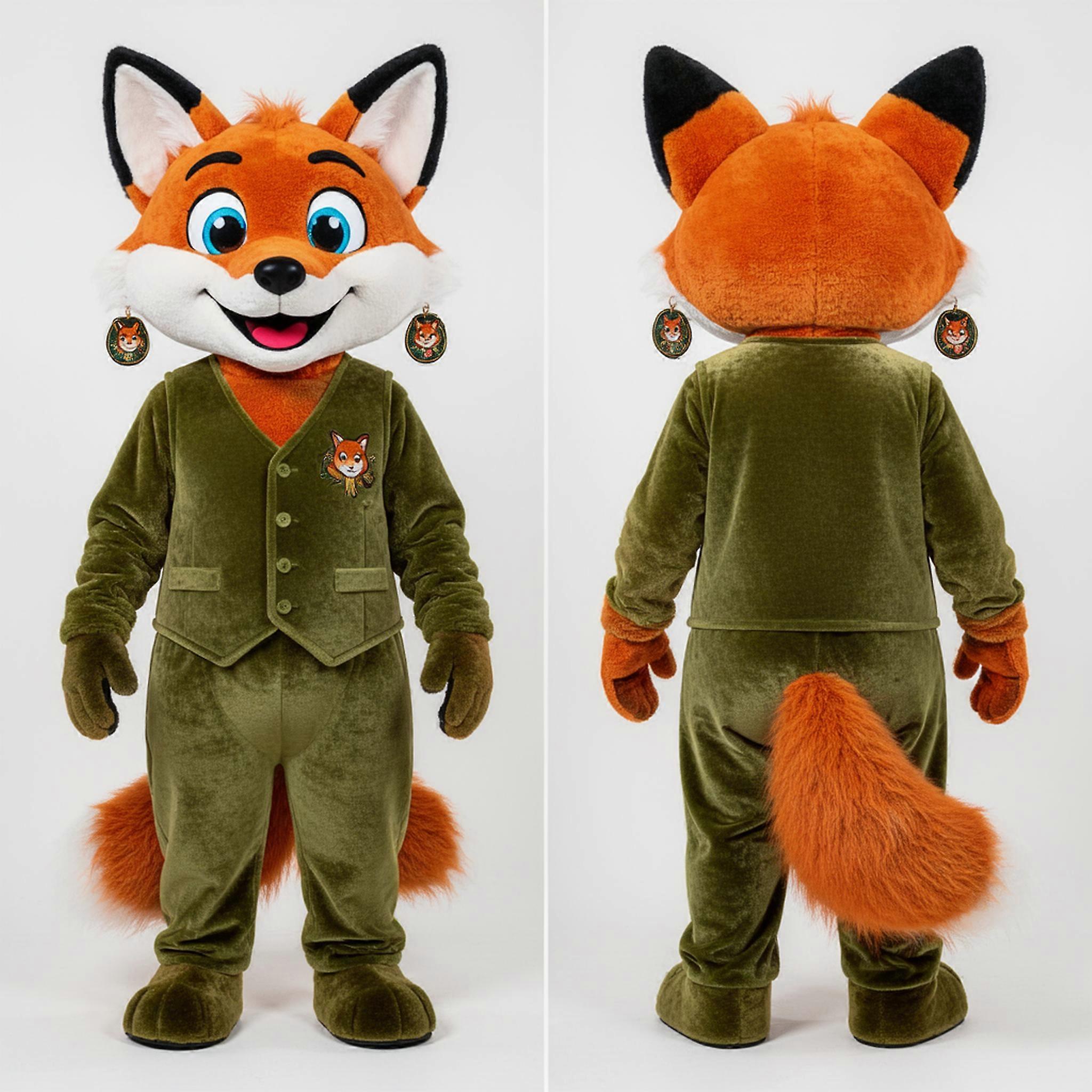 MASTICOT Olive Green Cuddly Fox Mascot