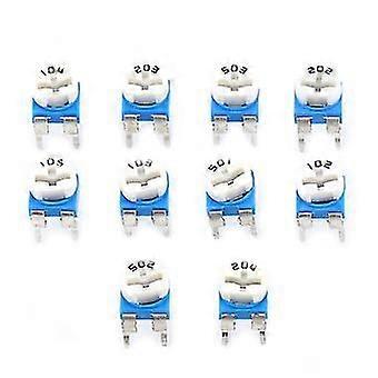 100pcs 10 Values 500ohm-1M ohm Trimpot Variable Resistor Potentiometer Assortment Kit