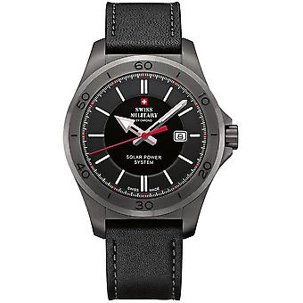 Sms34074. gy1lbk Quartz analoge man horloge met koeienhuid armband SMS 34074.04