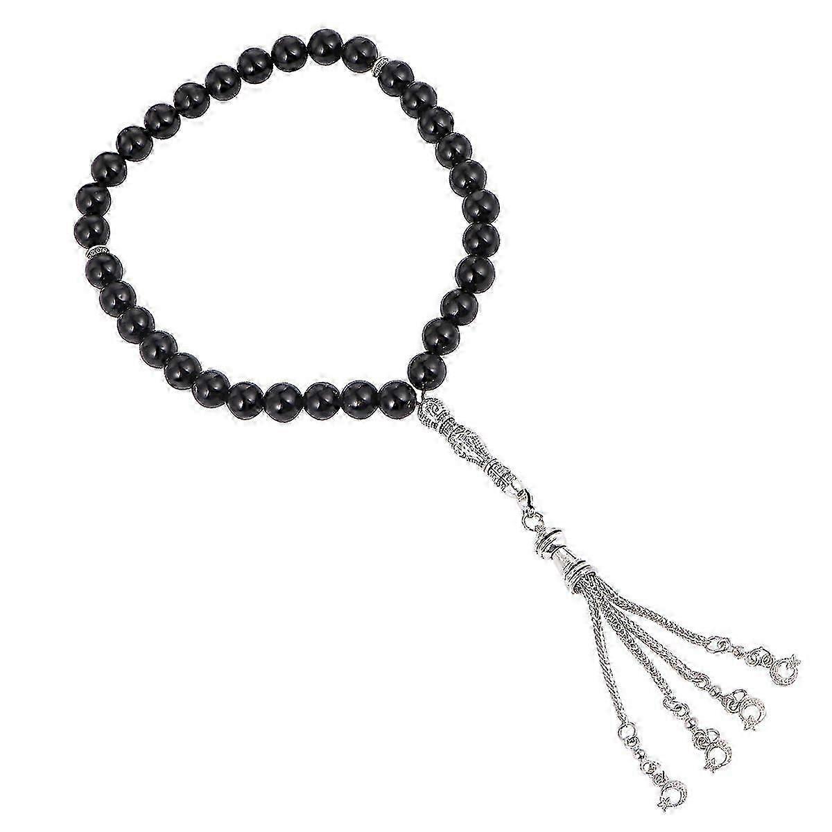 Smooth Black Agate Prayer Beads