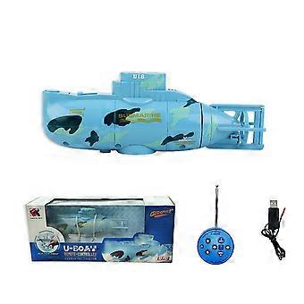Mini RC Submarine Waterproof Remote Control Boat for Kids Underwater Diving Toy Blue