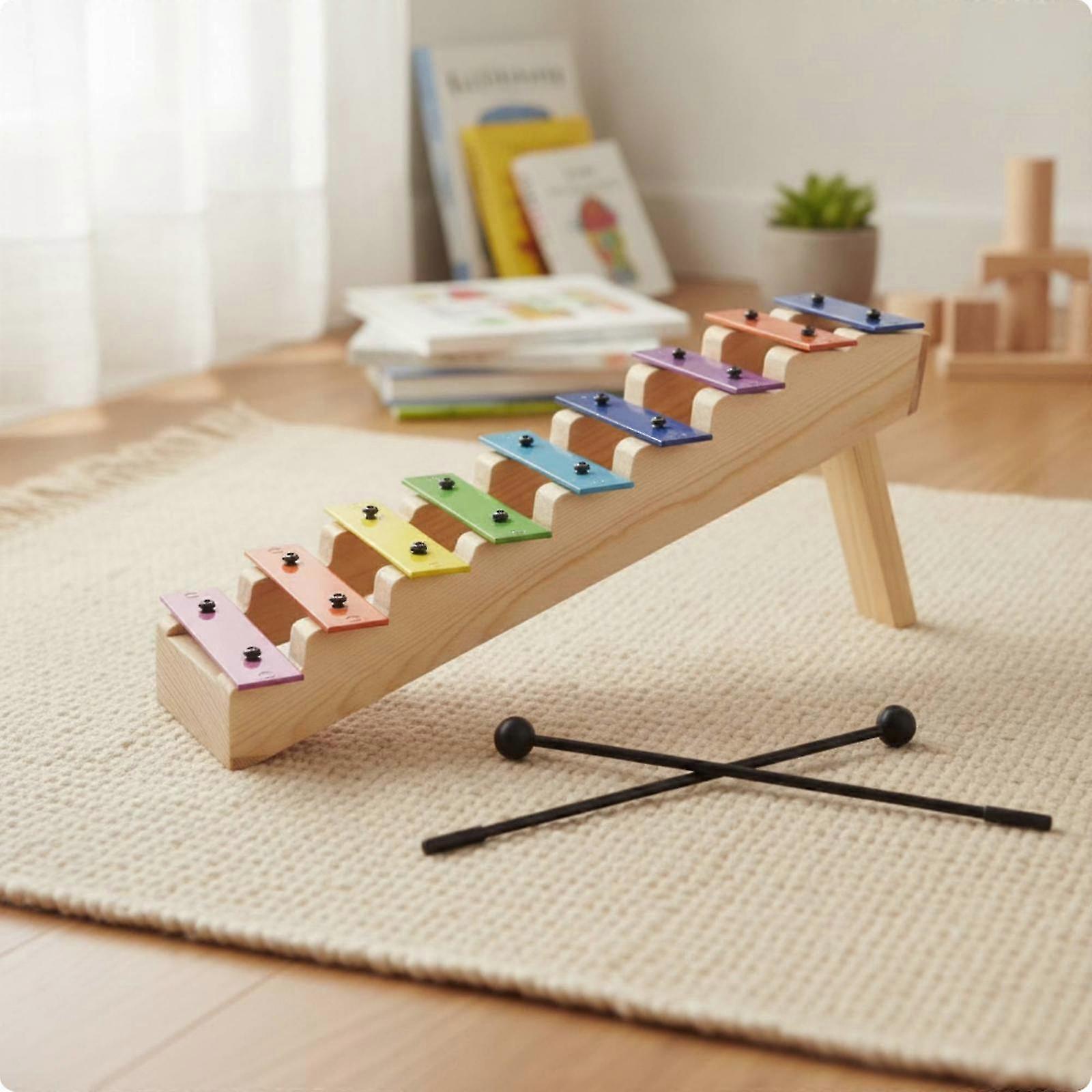8-Note Rainbow Wooden Xylophone