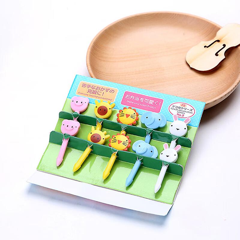 1 Set Animal Fruit Fork Mini Cartoon Children Snack Cake Dessert Food Fruit Toothpick