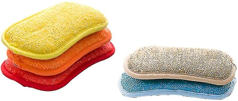 Microfiber Pot Bowl Kitchen Sponges Super Scrub Curved Pattern 2 Sides Set Of