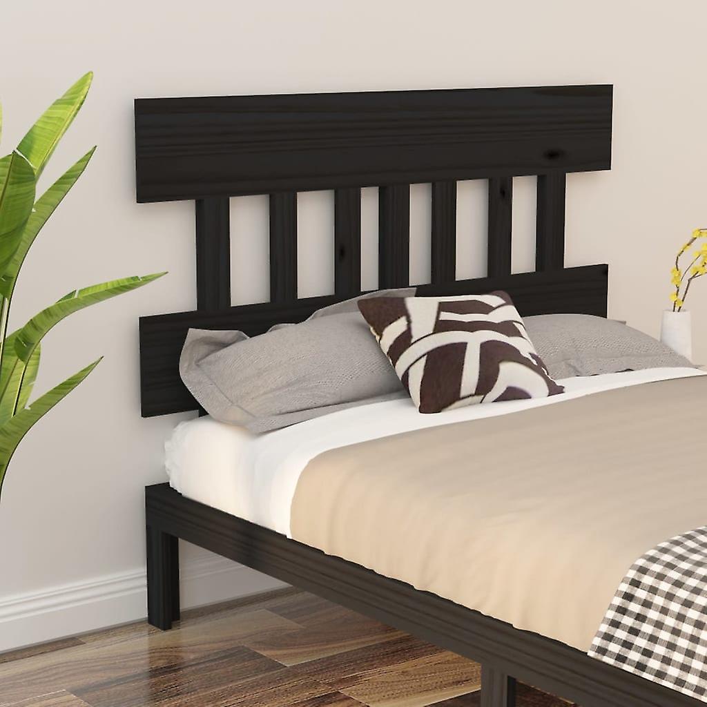 Headboard Black 143.5x3x81 cm Solid Pine Wood