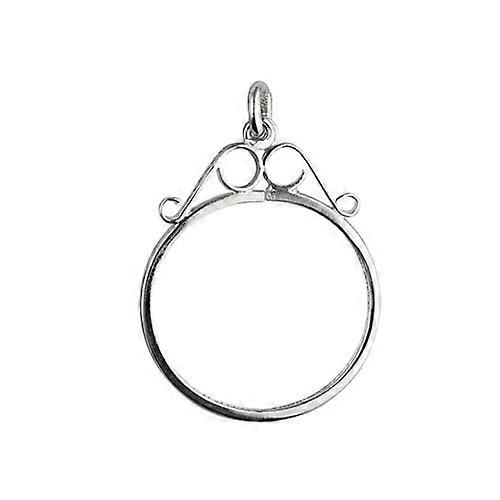 Silver 27x22mm Farthing coin mount with 2 scrolls Pendant