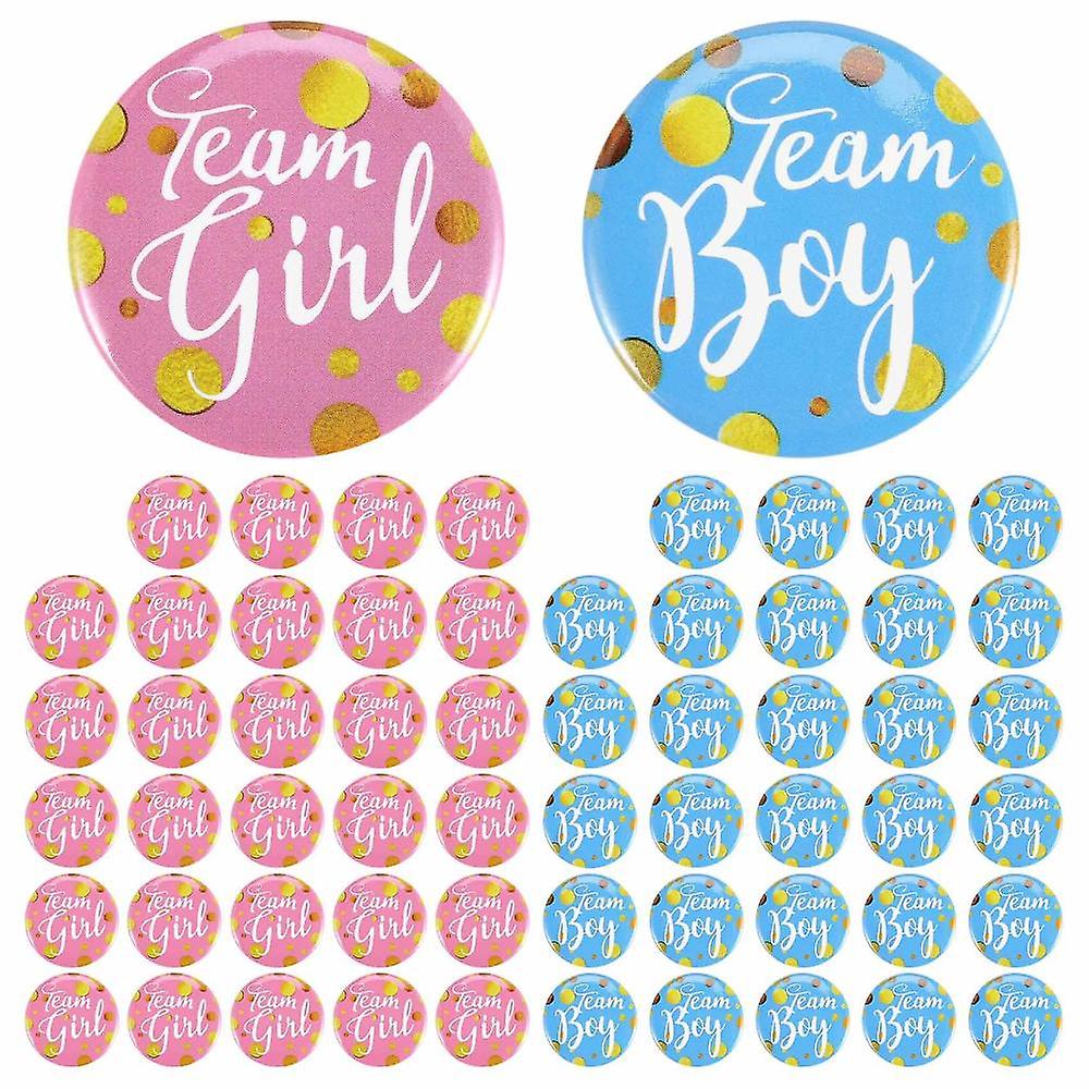 60-piece Gender Display Pin Boy And Team Girl Button Pin Baby Shower Button Pink Button For Baby Pa