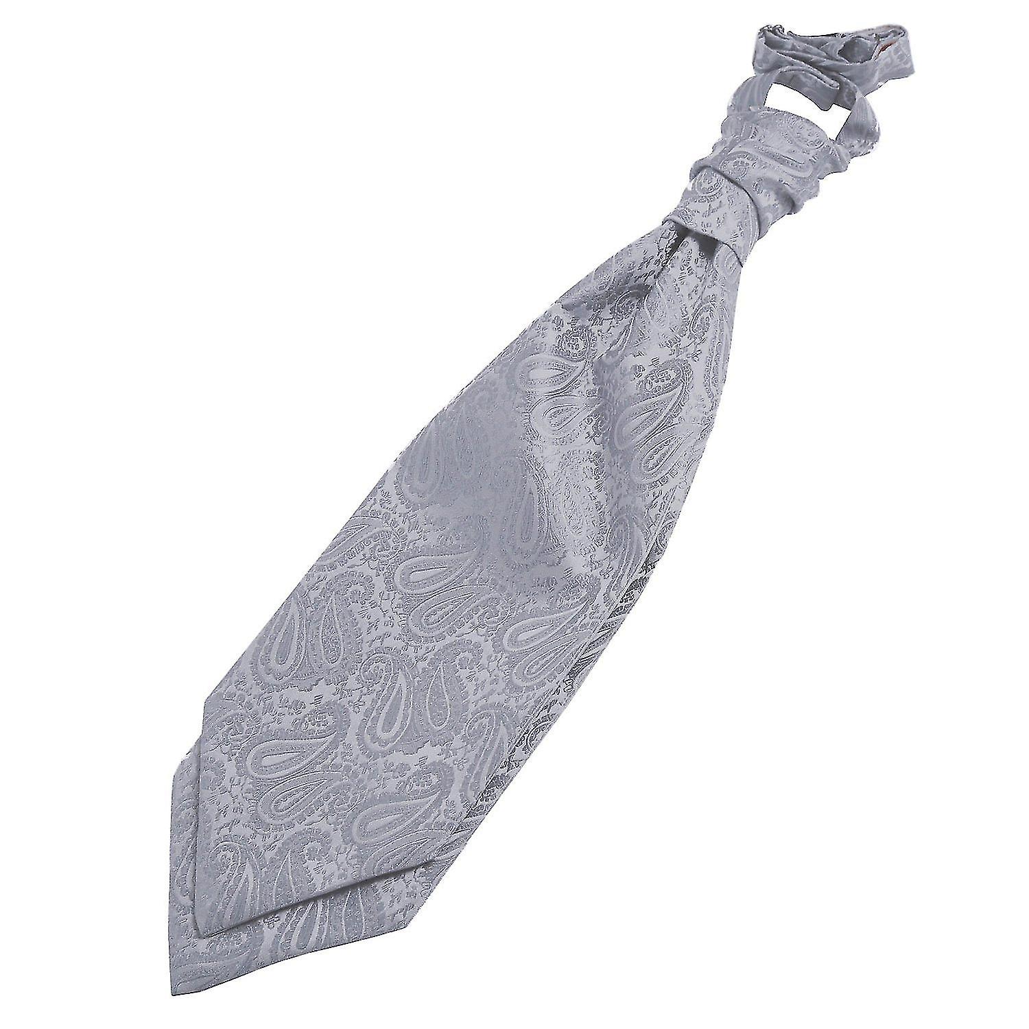 Silver Paisley Pre-Tied Wedding Cravat