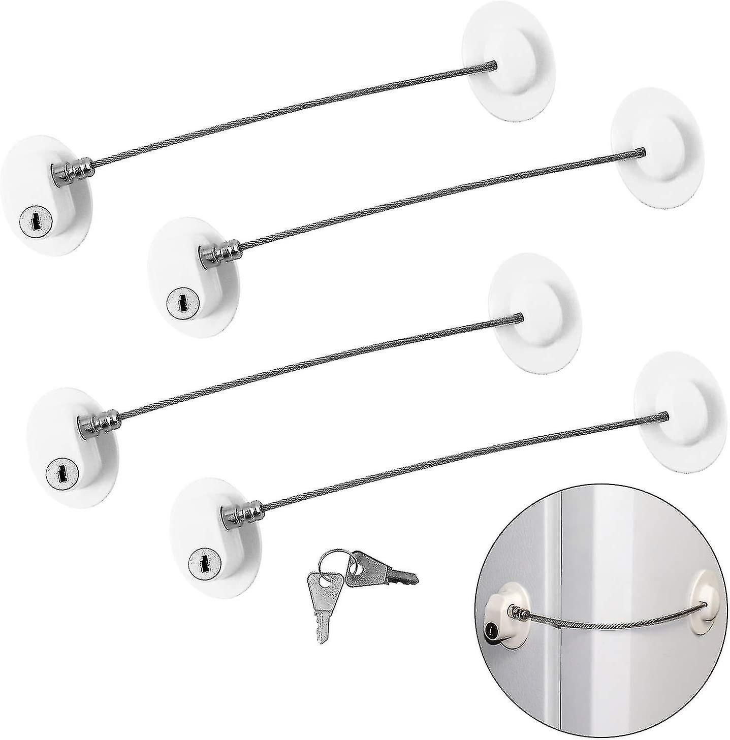 Window Restrictor Locks, Refrigerator Door Lock Child Safety Lock With Keys No Screws Or