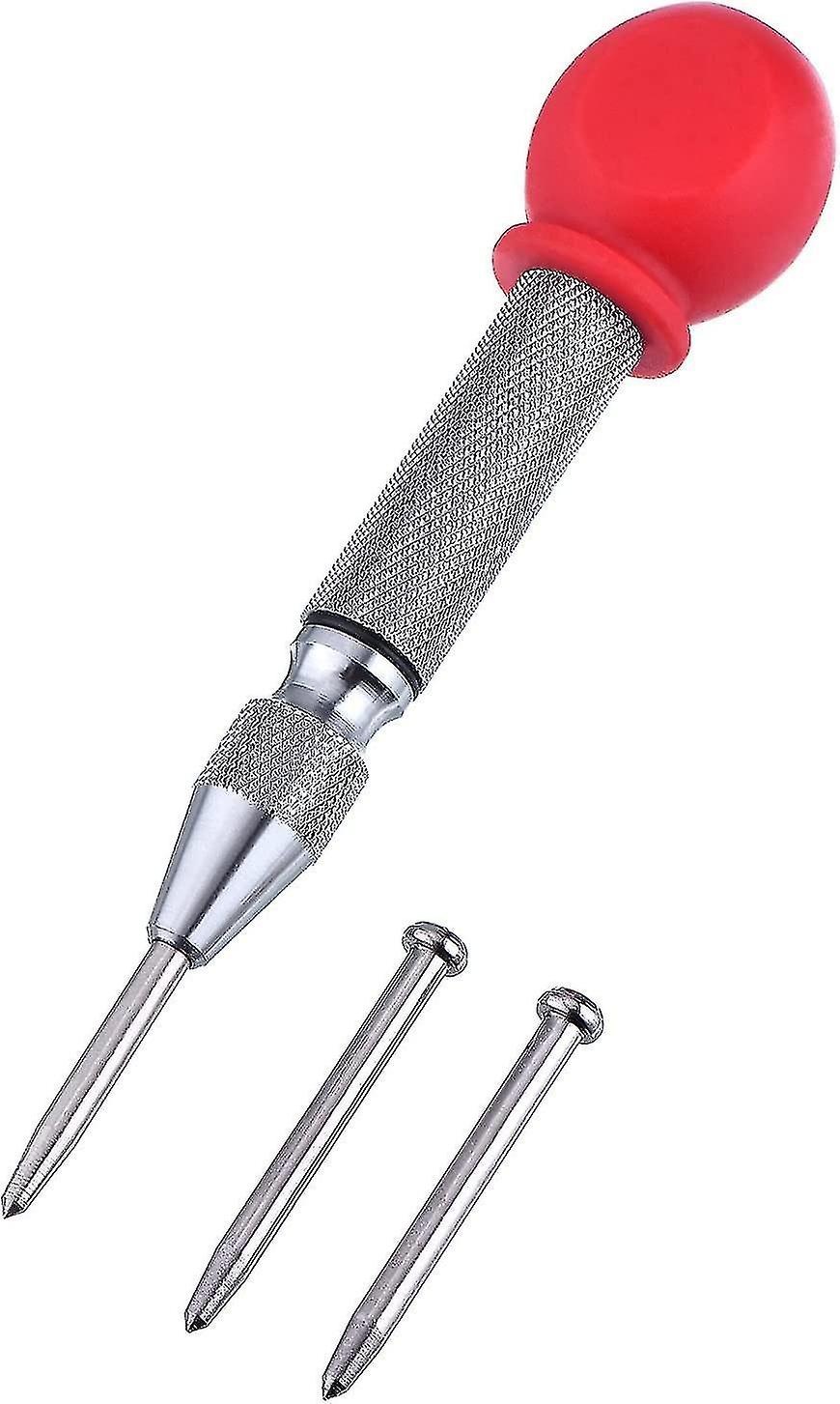 5 Inch Automatic Center Punch Tool With Cushion Cap And Adjustable Effect, 2 Pieces Replacement Tip 