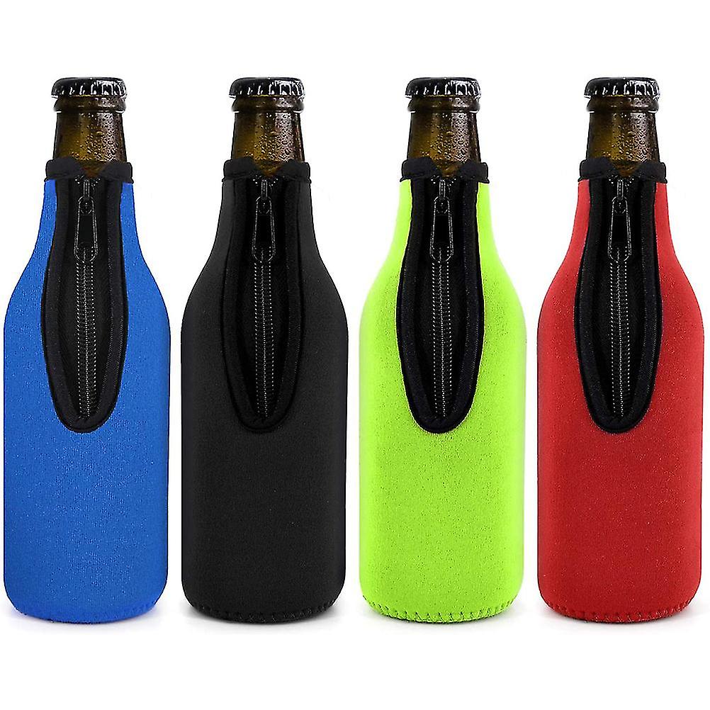 Beer Bottle Sleeve Zip Up Bottle Cover Collapsible Neoprene Sleeve Beer Cooler Covers for Indoor Outdoor Activities