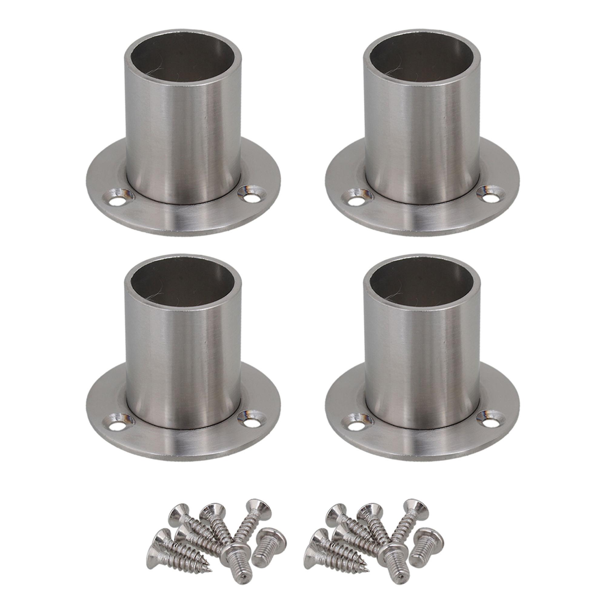 4x Stainless Steel Closet Rod Flange Socket Bracket Support for 25mm Rod