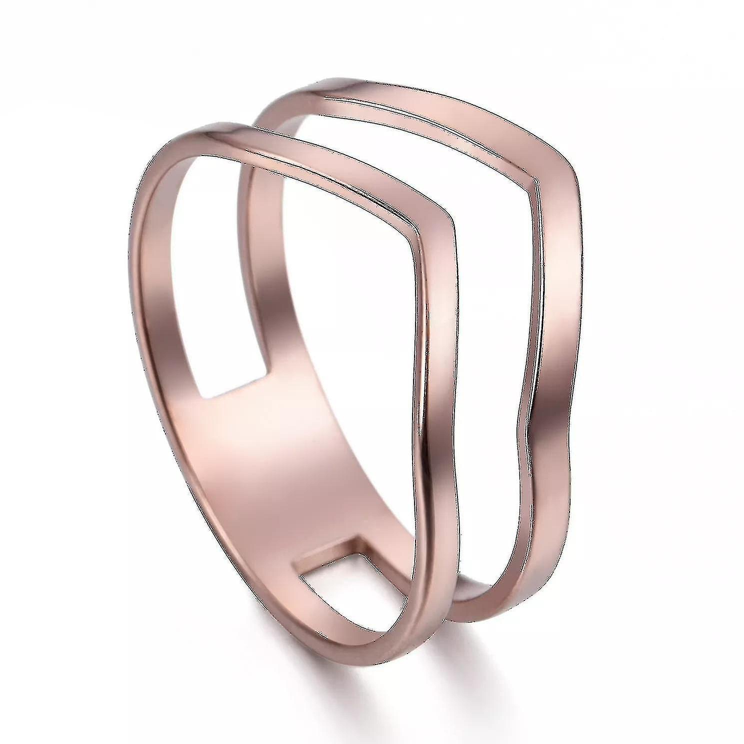Enkle geometriske bølgeringe trend rustfrit stål guldfarve mænd kvinders ring smykker bryllupsfødselsdagsgave