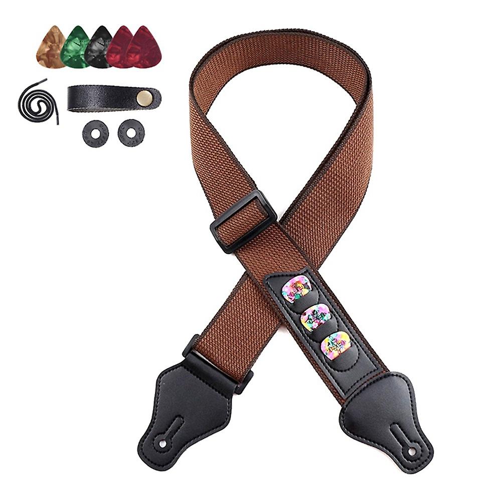 Folk Gitarr Elgitarr Bas Ren Bomull Rem med Headstock Pick-Khaki