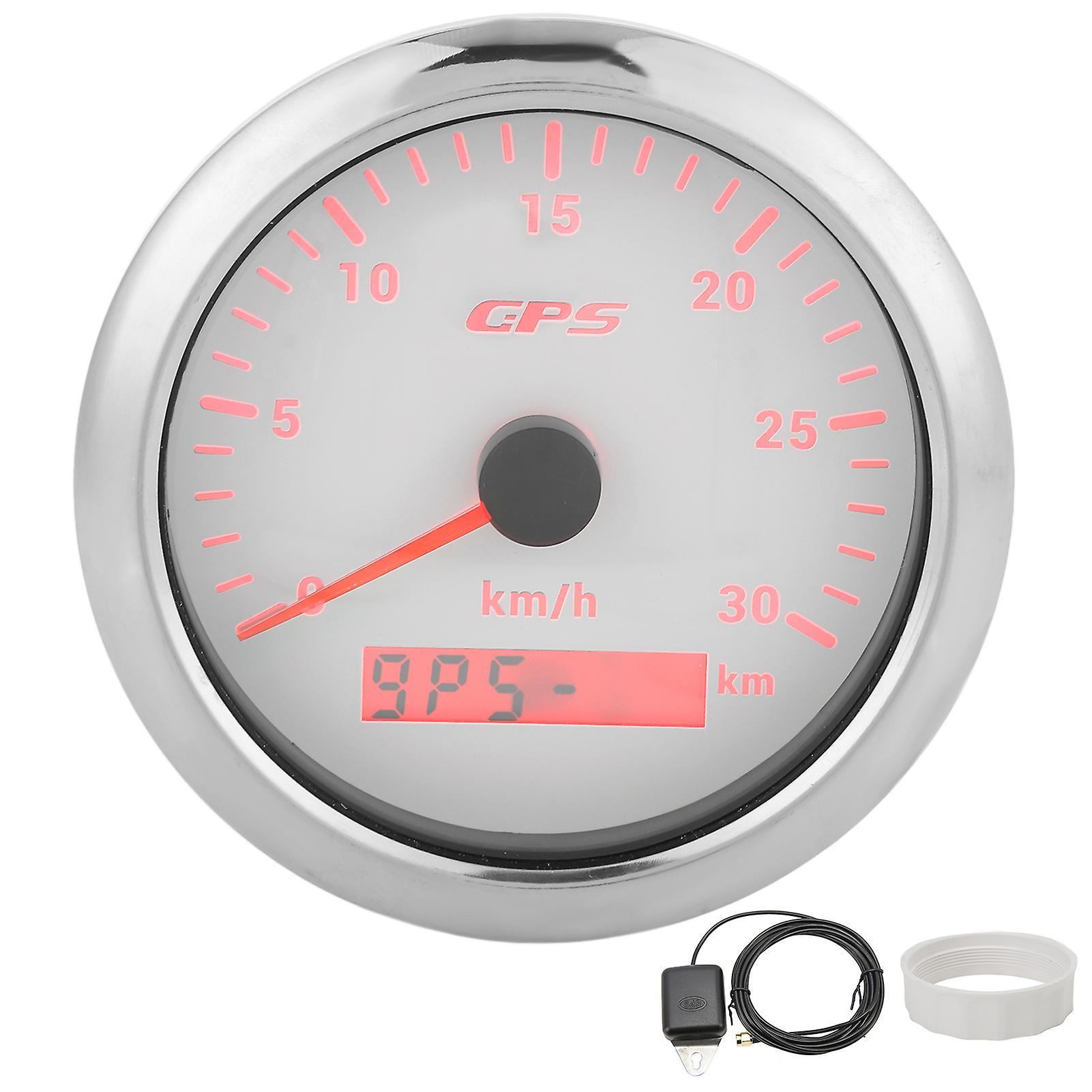 85mm Marine Auto GPS Speedometer Universal Speed Meter 9‑32V with 7 Colors Backlight for Car Boat RV Yacht White