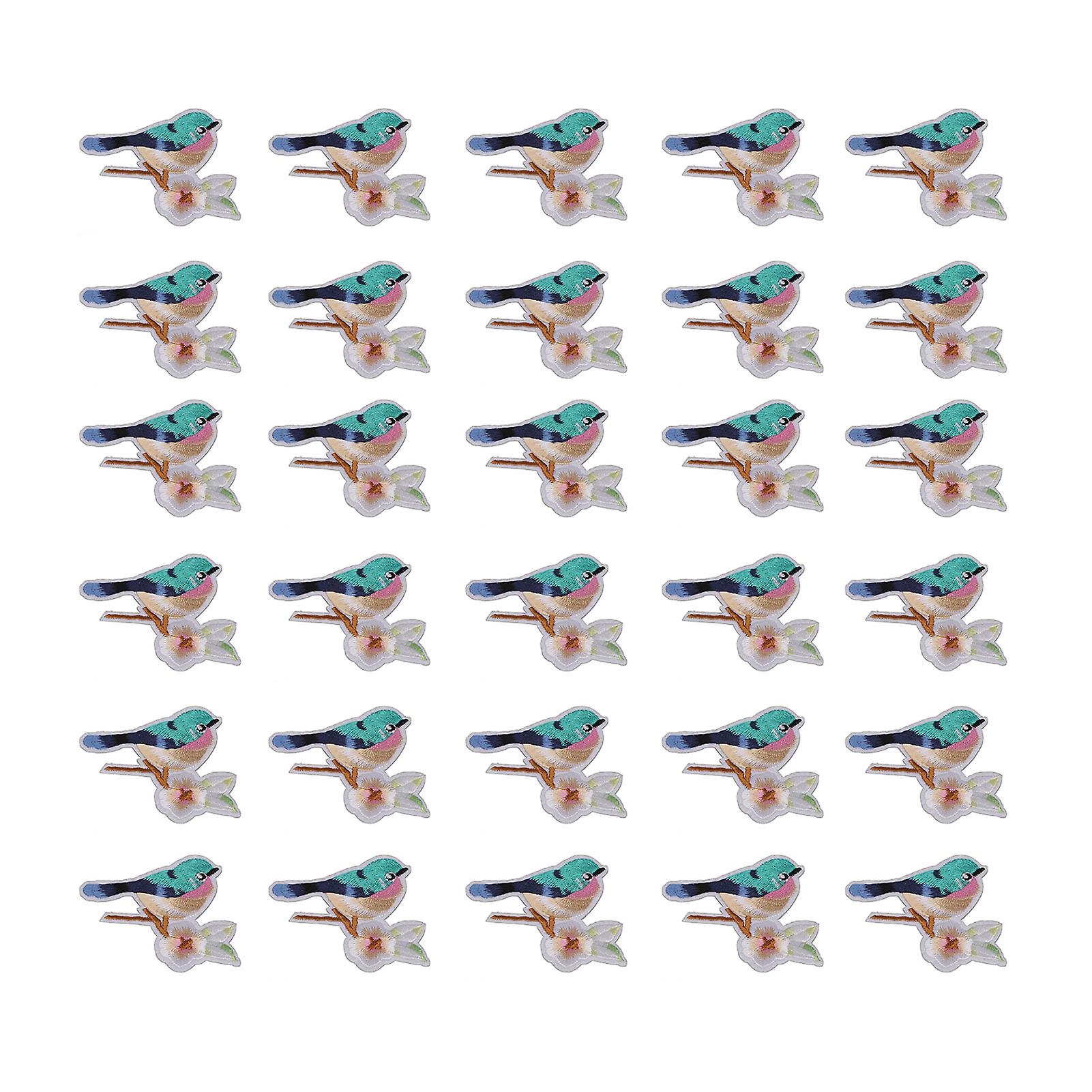 30Pcs Sew On Patches Bird Flower Style Vibrant Colors Easy to Use Embroidery Applique for Clothes Hats Bags