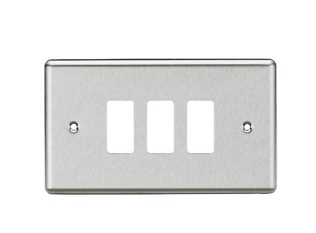 Knightsbridge 3G Grid Faceplate - Rounded Edge Brushed Chrome - GDCL3BC