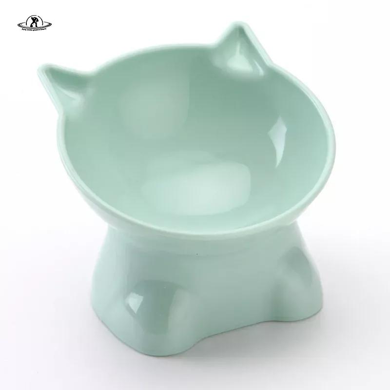 ペットフィーダーボウル大容量キャットボウル斜め口かわいい漫画の猫の形の猫の犬の食べ物の分配