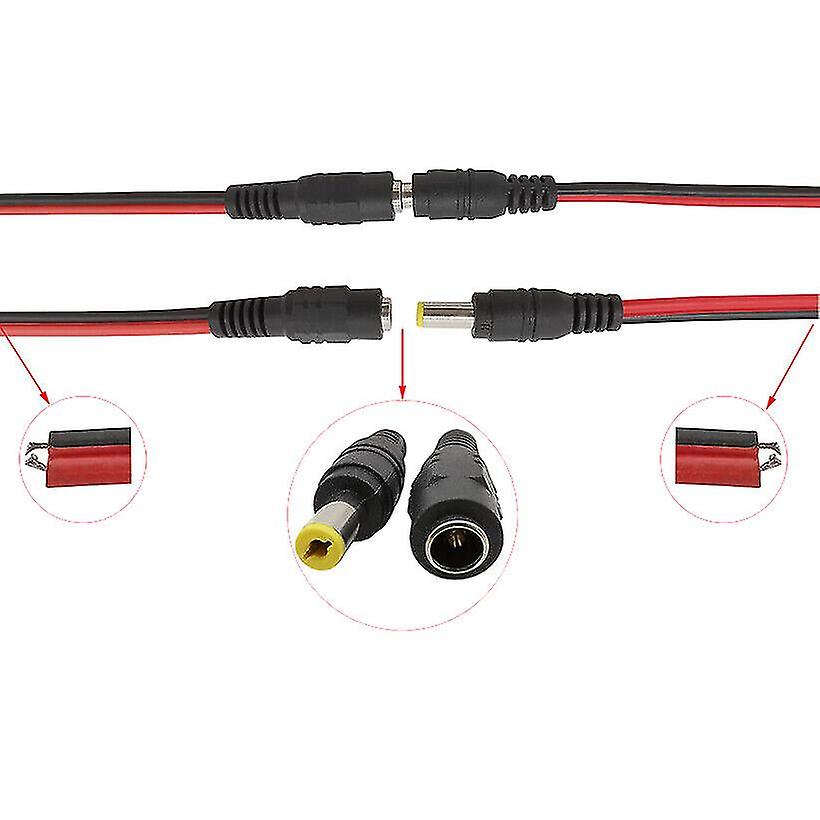 10x DC plug socket 5.5 x 2.1 with connection cable connector extension
