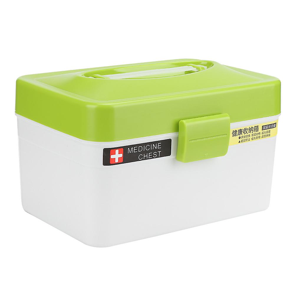 Multiple Layers Plastic Home Medicine Chest Storage Box First Aid Kit (Green)