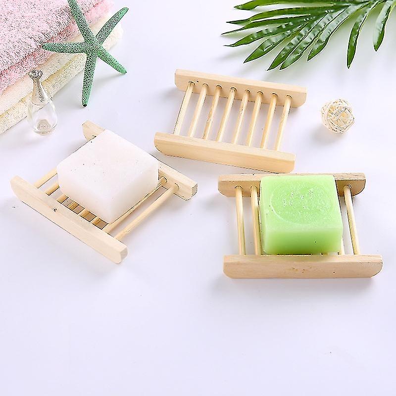 3Pcs Wooden Soap Dish Tray Rack Storage Soap Rack Dish Box Container Drain Rack Portable Bathroom So