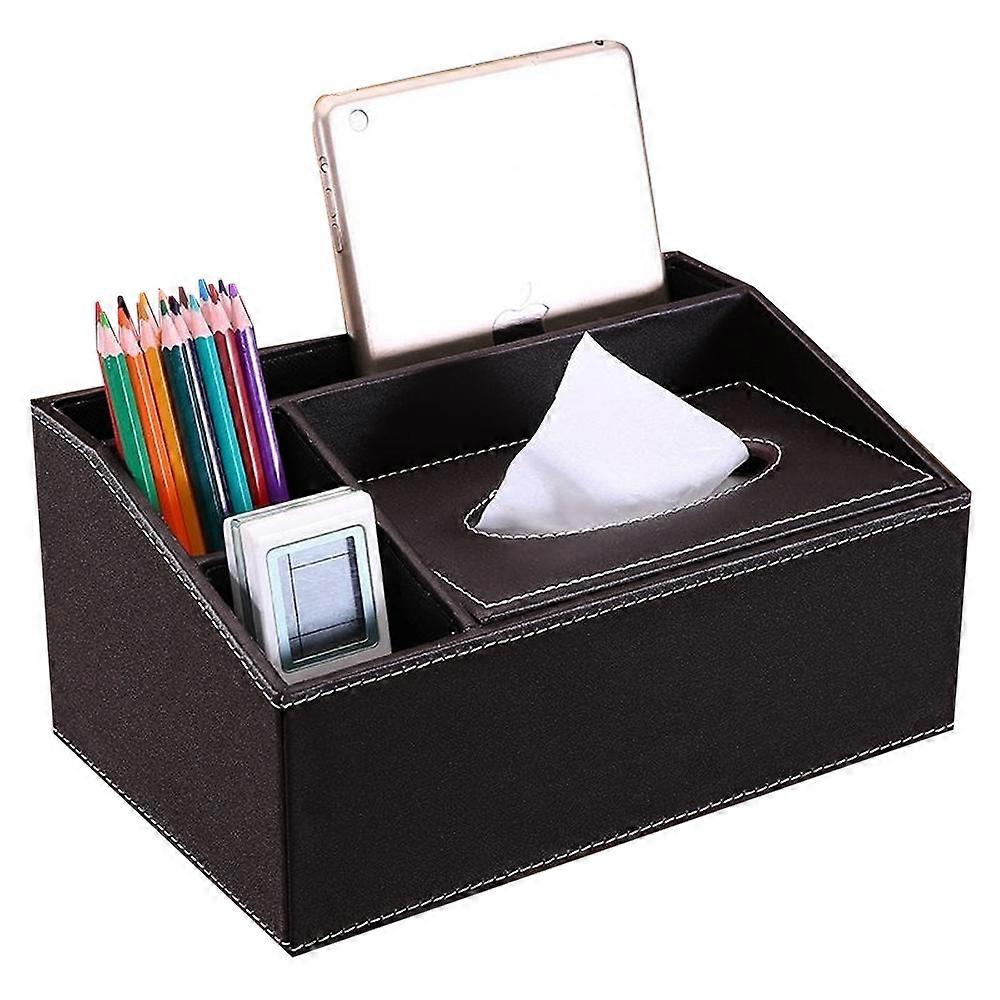 Multifunctional Leather Tissue Box Coffee Table Desktop Remote Control Storage Box