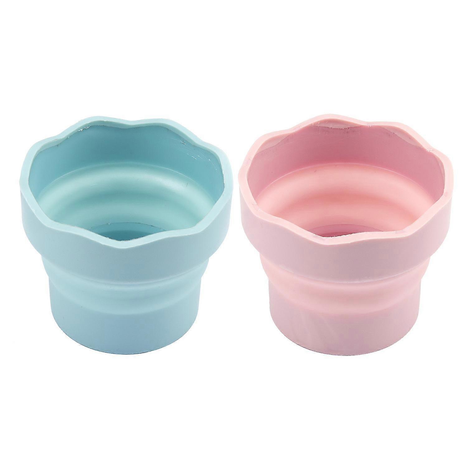 2-Pack Mini Foldable Silicone Brush Washing Buckets - Portable Paint, Watercolor & Art Cleaner For Outdoor, Camping & Travel