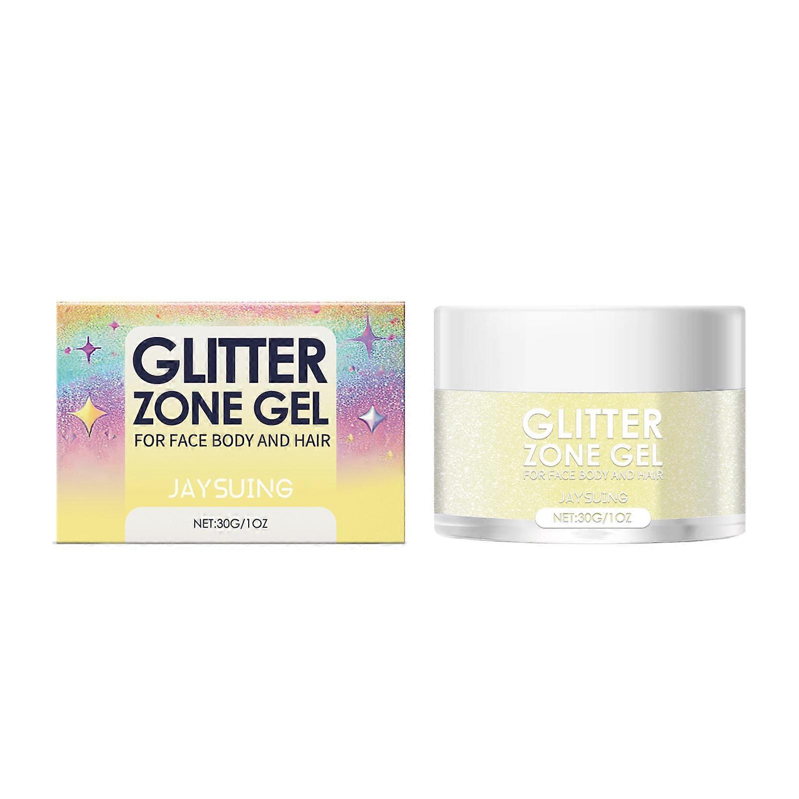 Jaysuing Glitter Gel Ball Party Carnival ThreeDimensional Highlight Natural Shine Facial Body Gel Neon Amarelo 30G