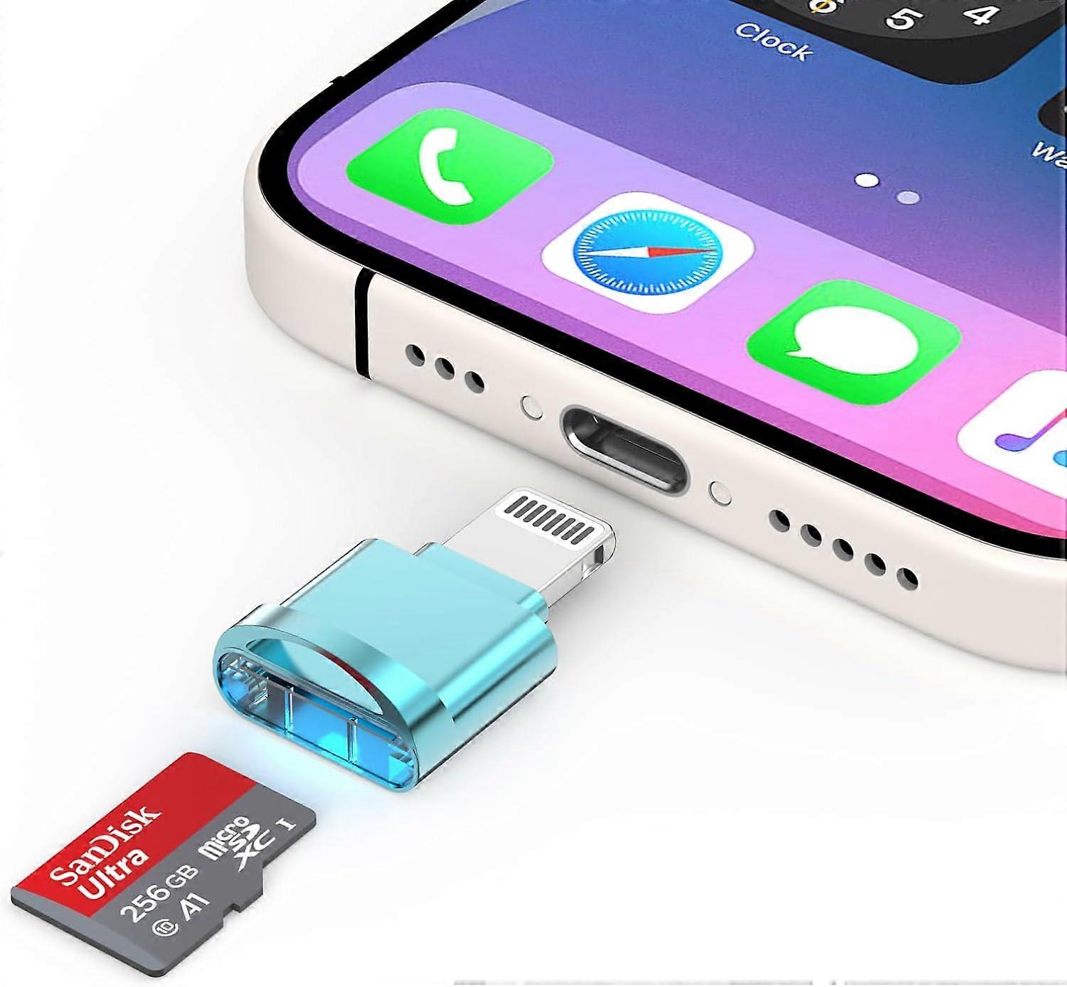 iPhone 14 Micro SD Card Reader Adapter [MFi Certified] Lightning to Micro SD/TF Card Reader