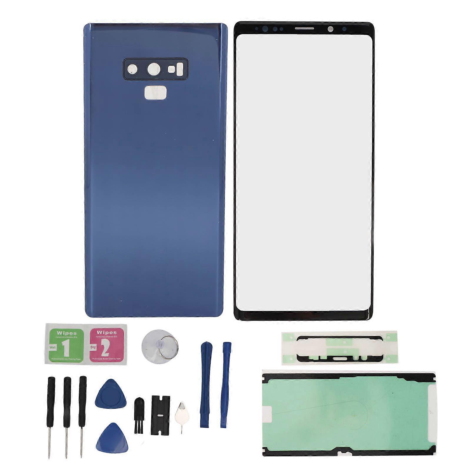 适用于 Galaxy Note 9 Blue 的手机玻璃屏幕和后门手机屏幕和后面板维修套件