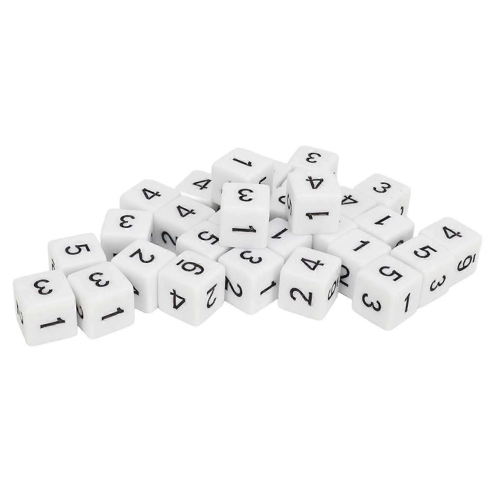 30pcs Dice Set 16mm 6 Sided Plastic Educational Number Dice Cubes For Math Games Table Games Board Games White