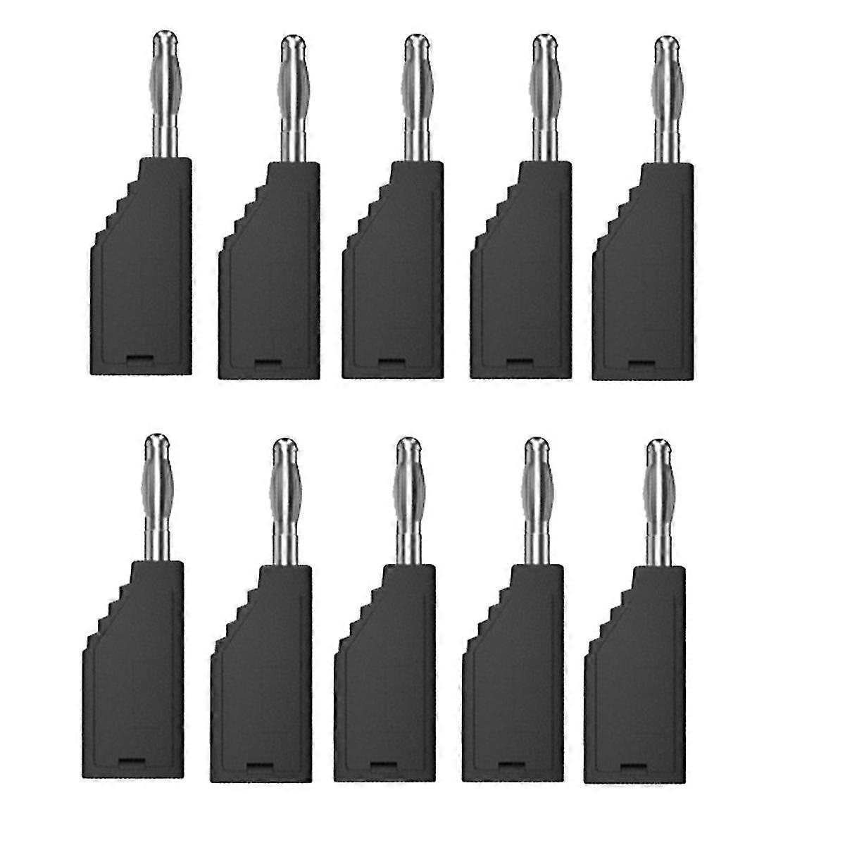 10pcs/Set Connector Plug J.10054 4mm Stackable Plug Banana Plug Face Connector Wire Multi-Function Plugs,Black
