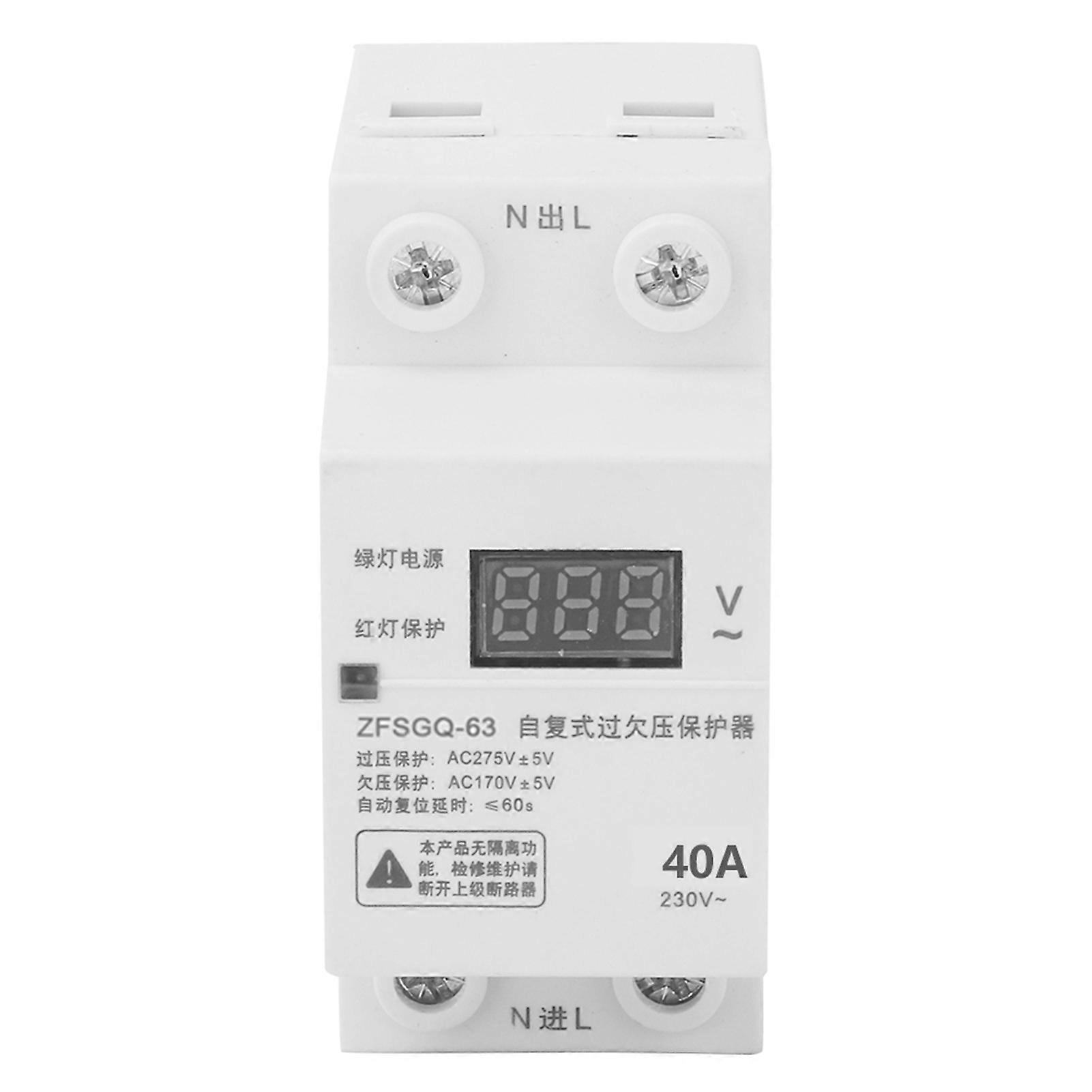 Digital Display Automatic Reconnect Over & Under Voltage Protector Voltage Monitor Relay (40A) YEMAA