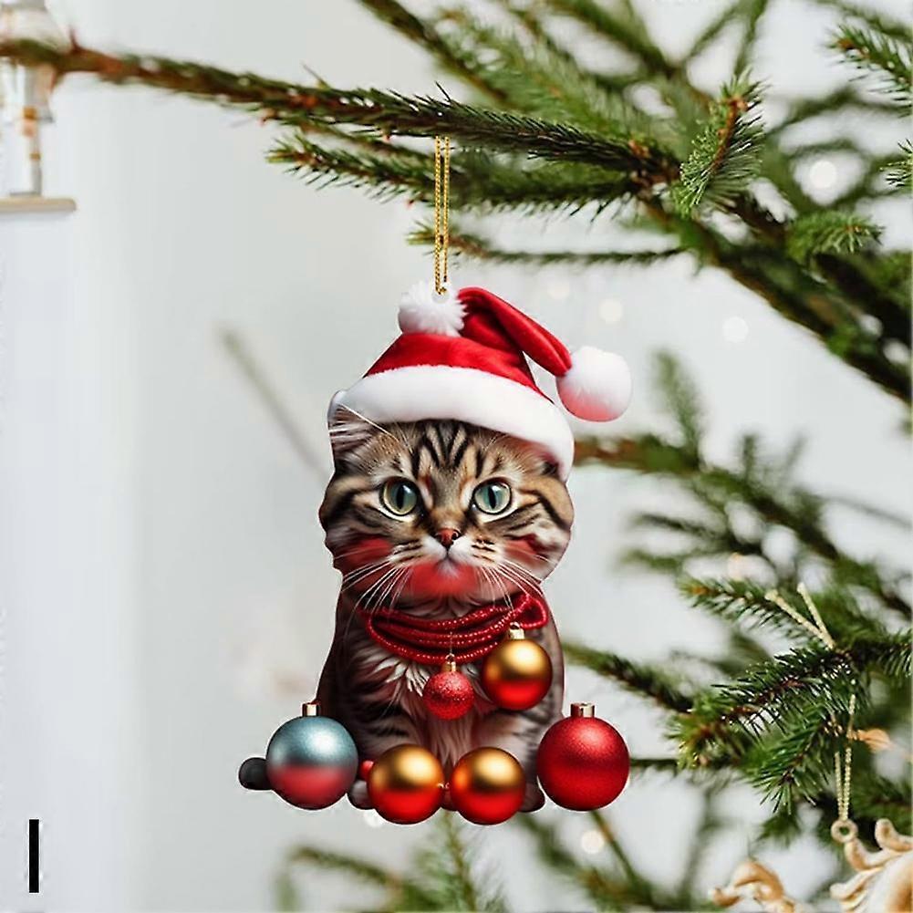 Kitten Christmas Tree Ornament Acrylic Funny Cat Ornament Pendants Hanging