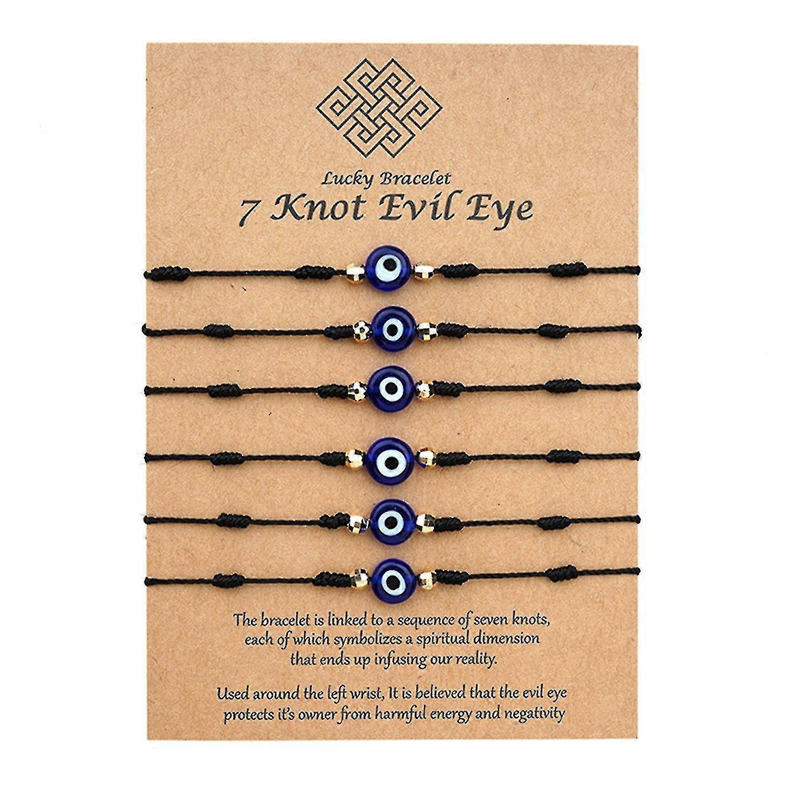 6pcs Evil Eye Bracelet 7 Knot Lucky Protection Women Men Family Accessories