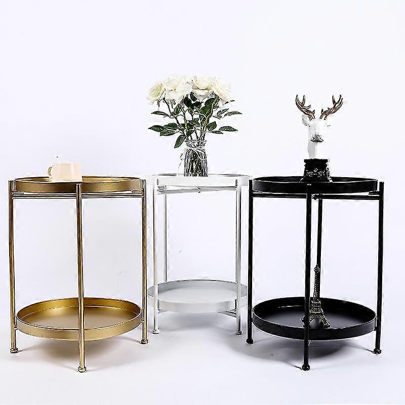 double layer iron art small coffee table corner round table living room sofa side table bedside simple small table ns2