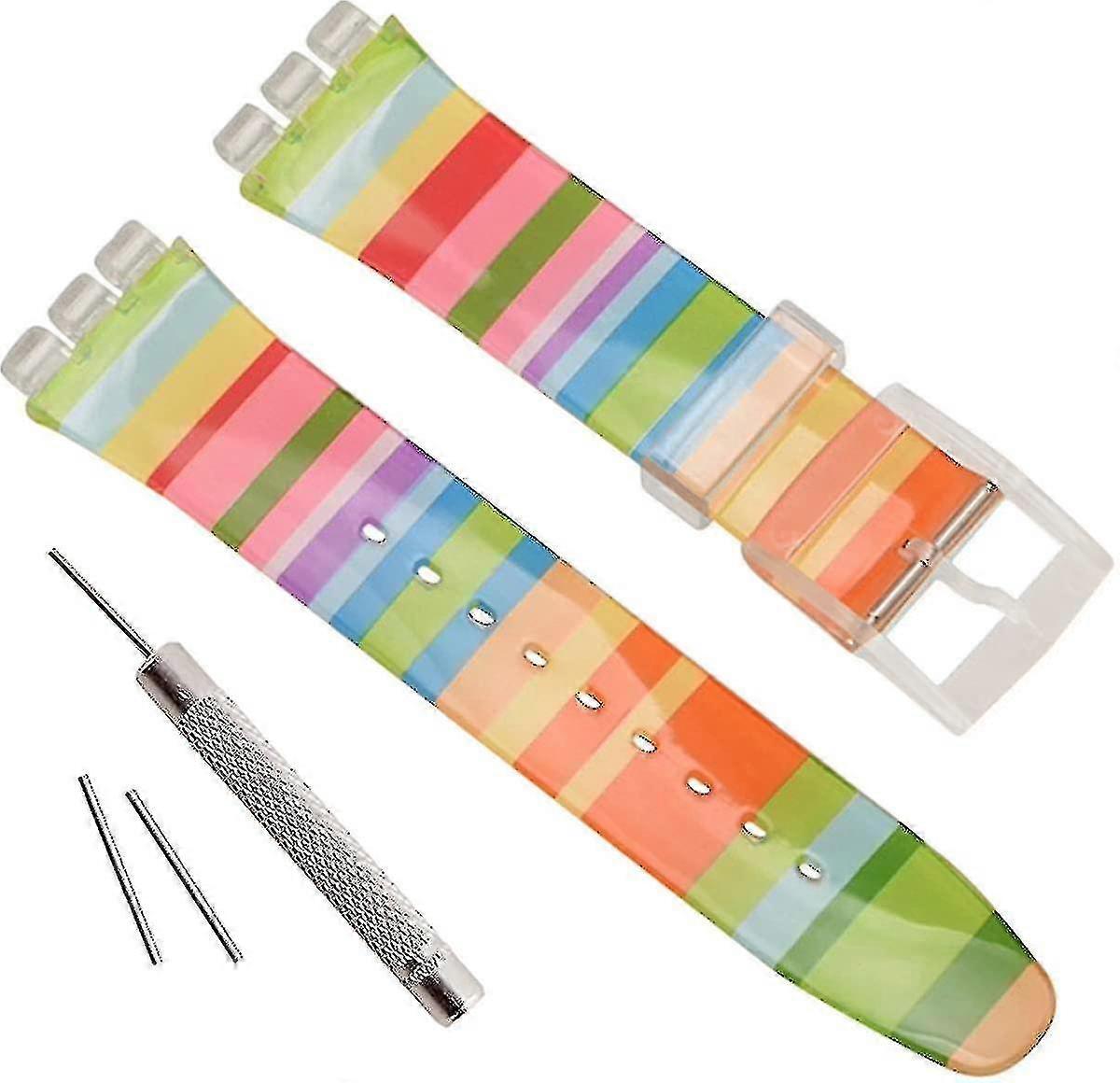 החלפת רצועת שעון גומי מסיליקון עמיד למים עבור דוגמית צבע (17 מ"מ 19 מ"מ 20 מ"מ) (17 מ"מ, ססגוניות)