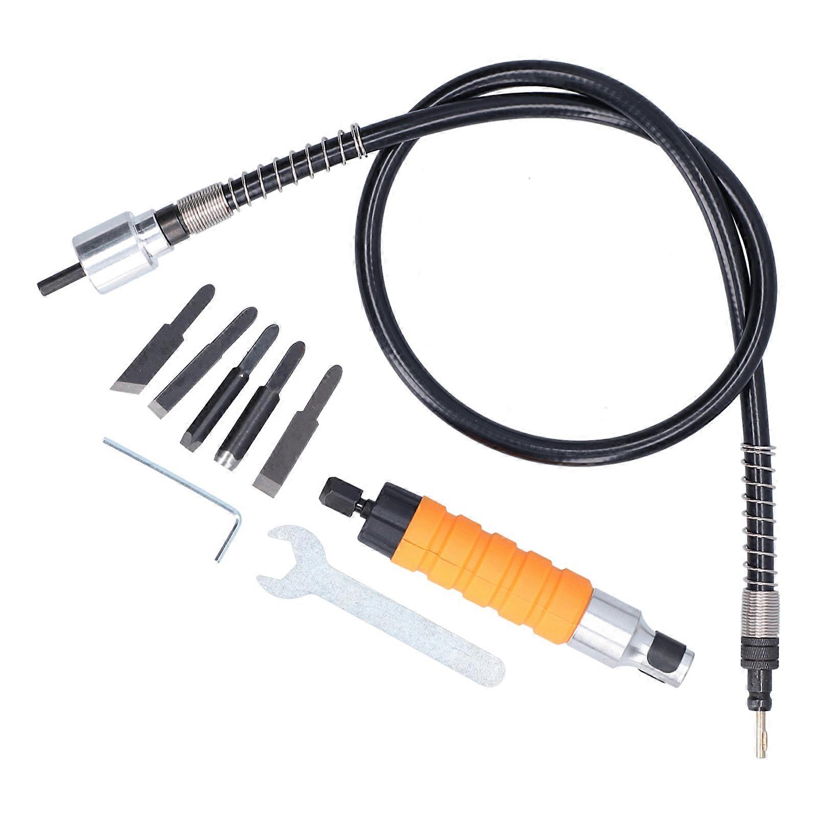 Electric Carving Chisel Tool Woodworking Carving Knife Set with Rubber Flexible Shaft